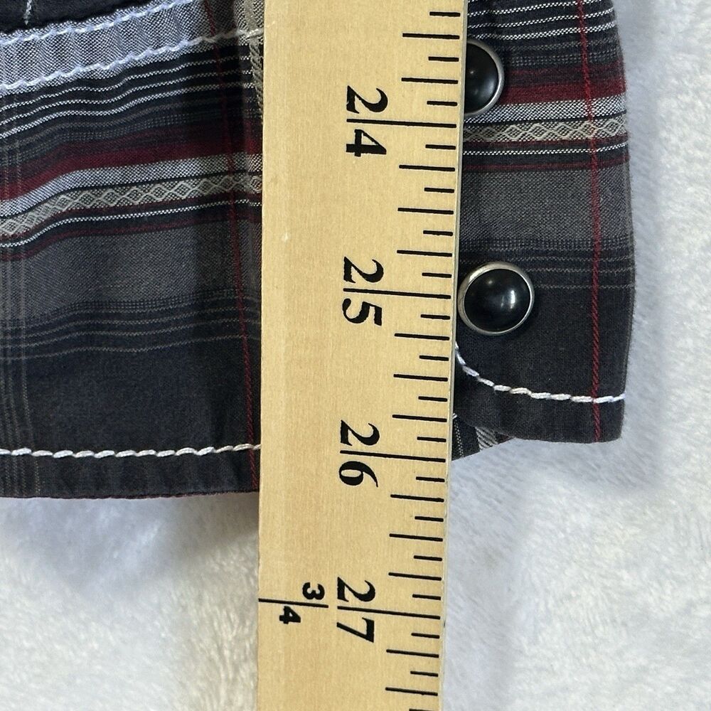 BKE Buckle Plaid Shirt Men’s XL Pearl Snap Athletic Fit Western Cowboy Red Black - Picture 8 of 14